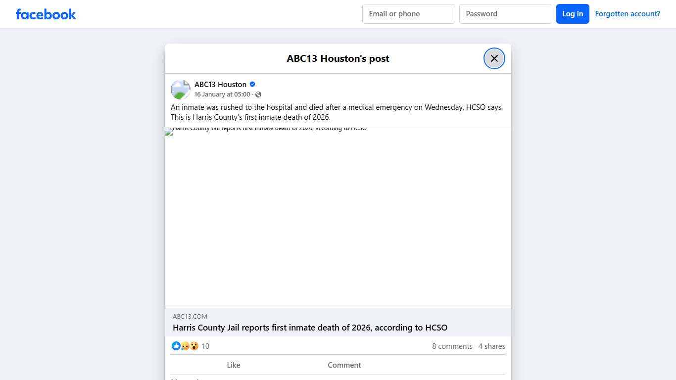 ABC13 Houston - An inmate was rushed to the hospital and... Facebook